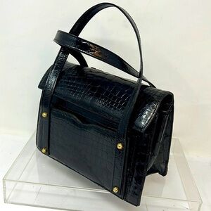 Lucille de Paris Black Crocodile Handbag
